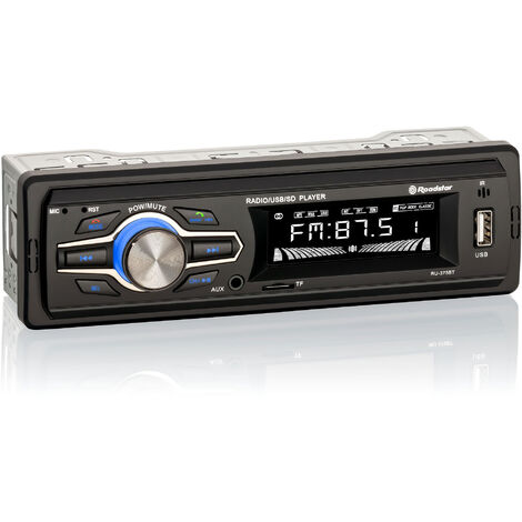 Roadstar RU-375BT Radio Coche Digital AM /FM Bluetooth Manos Libres, Autoradio Stéreo, USB, Lector Tarjeta TF MP3 Negro