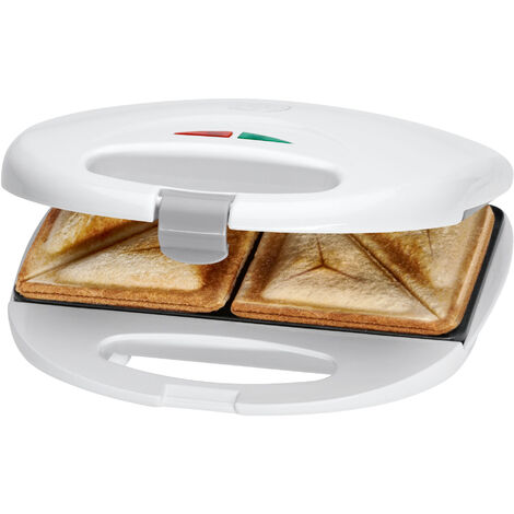 Clatronic ST 3477 Sandwichera, 2 Sandwiches, Placas Antiadherentes, Regulador Temperatura, Tostado Perfecto 750W Blanco (1/5)