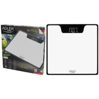 Adler AD8174W Báscula de Baño Digital Alta Precisión 180Kg, Pantalla LED Apagado Automático, Vidrio Templado Blanco