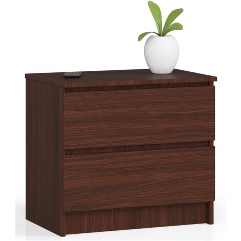 Mesita de noche AKORD K60 Wenge 60 cm 2 cajones frente en color Wenge 60x40x55 cm