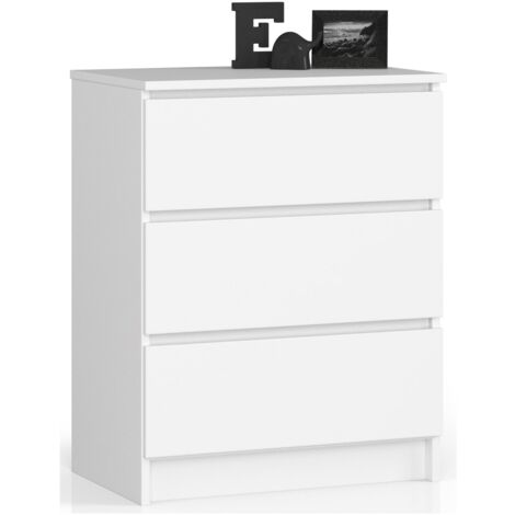 Cómoda AKORD K60 Blanco 60 cm 3 cajones frente en color Blanco 60x40x77 cm