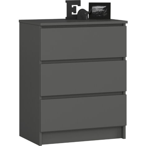 Cómoda AKORD K60 Grafito Gris 60 cm 3 cajones frente en color Gris Grafito 60x40x77 cm