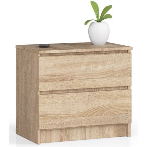 Mesita de noche AKORD K60 Roble Sonoma 60 cm 2 cajones frente en color Roble Sonoma 60x40x55 cm (1/5)