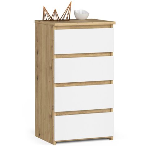 Cómoda AKORD CL4 Roble Artisan 40 cm 4 cajones frente en color Blanco 40x35x74 cm