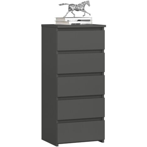 Cómoda AKORD CL5 Grafito Gris 40 cm 5 cajones frente en color Grafito Gris 40x35x92 cm