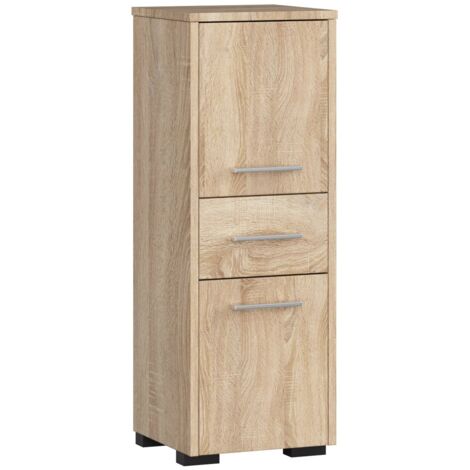 Columna de baño AKORD FIN Roble Sonoma 30 cm 2 puertas 1 cajón frente en color Roble Sonoma 3 estantes 30x30x85 cm (1/5)