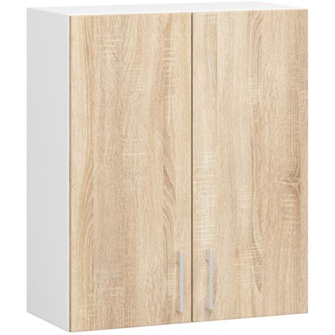 Armario colgante de cocina AKORD W60 Lima Blanco 60 cm 2 puertas Roble Sonoma 2 estantes 60x30,5x72 cm (1/5)