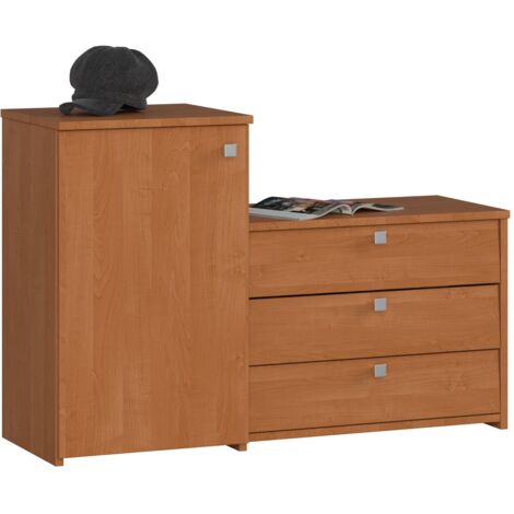 Conjunto de zapatero y cómoda AKORD S16 Aliso 98,4 cm 4 puertas Aliso 5 estantes 98,4x33x68 cm