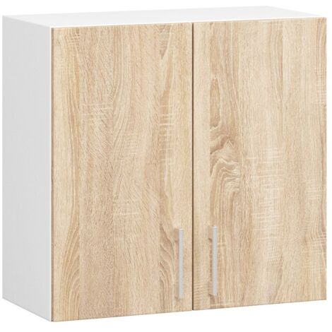 Armario colgante de cocina AKORD W60 LIMA Blanco 60 cm 2 puertas Roble Sonoma 2 estantes 60x30,5x58 cm