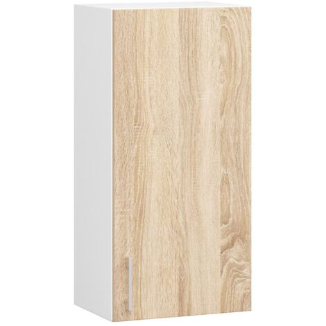 Armario colgante de cocina AKORD W40 Lima Blanco 40 cm 1 puerta frente en color Roble Sonoma 2 estantes 40x30,5x72 cm