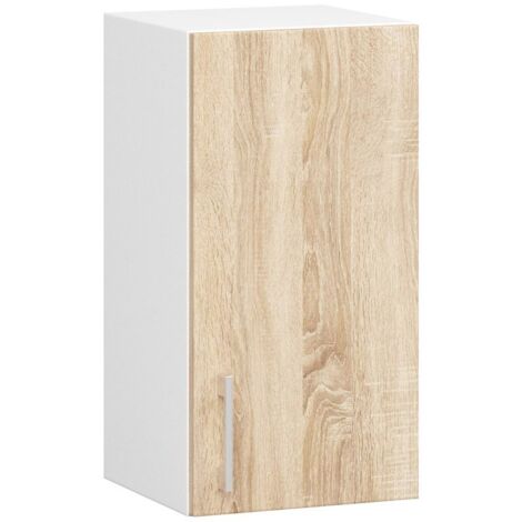 Armario colgante de cocina W30 D1 Lima AKORD LIMA Blanco 30 cm 1 puerta Roble Sonoma 2 estantes 30x30,5x58 cm