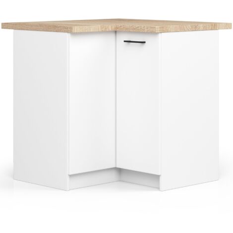 Armario esquinero de cocina AKORD S90 con encimera OLIWIA Blanco 90 cm 2 puertas Blanco 2 estantes 90x46x85 cm