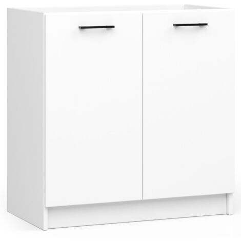 Armario de cocina para fregadero AKORD S80 OLIWIA Blanco 80 cm 2 puertas frente en color Blanco 1 estante 80x46x82 cm (1/5)