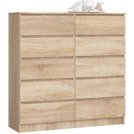 Cómoda AKORD K120 Roble Sonoma 120 cm 10 cajones frente en color Roble Sonoma mate 120x40x121 cm