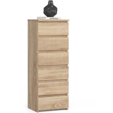 Cómoda AKORD CL6 Roble Sonoma 40 cm 6 cajones frente frente en color Roble Sonoma 40x35x109 cm