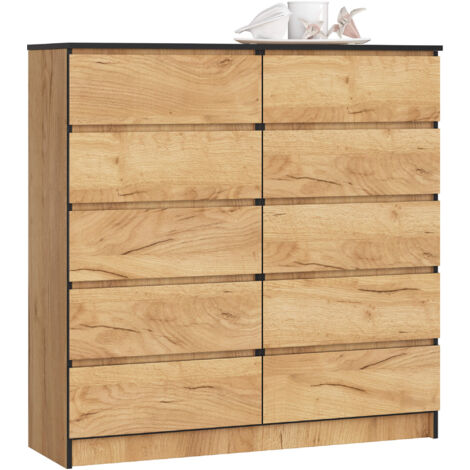 Cómoda AKORD K120 Roble Craft 120 cm 10 cajones frente en color Roble Craft 120x40x121 cm