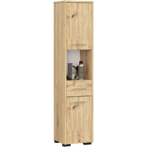 Columna de baño AKORD FIN Roble Artisan 30 cm 2 puertas 1 cajón 5 estantes 30x30x140 cm