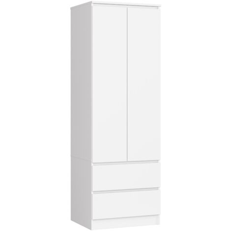 Armario AKORD S60 Blanco 60 cm 2 puertas 2 cajones frente en color Blanco 1 estante 60x51x180 cm