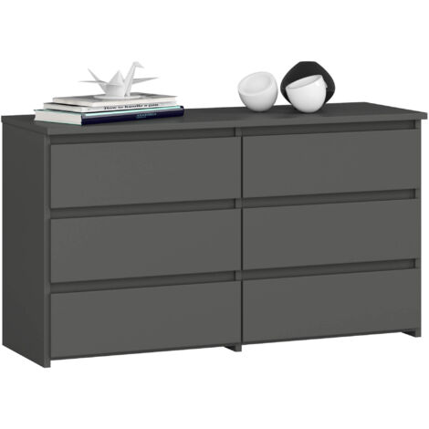 Cómoda AKORD CL100 Grafito Gris 100 cm 6 cajones frente en color Grafito Gris 100x35x57 cm