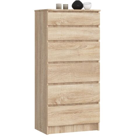 Cómoda AKORD K60 Roble Sonoma 60 cm 6 cajones frente en color Roble Sonoma 60x40x130 cm