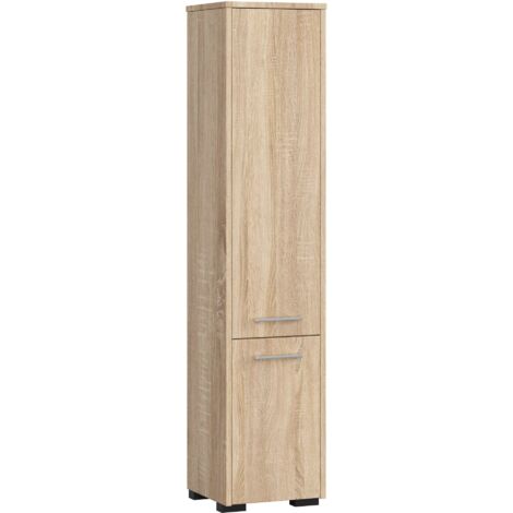 Columna de baño AKORD FIN Roble Sonoma 30 cm 2 puertas frente en color Roble Sonoma 5 estantes 30x30x140 cm