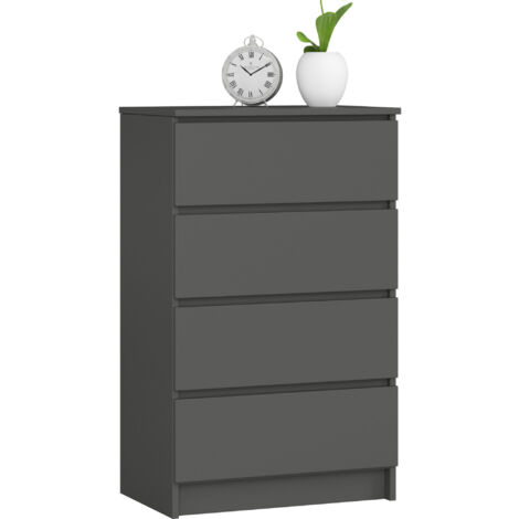 Cómoda AKORD K60 Grafito Gris 60 cm 4 cajones frente en color Grafito Gris 60x40x99 cm (1/4)