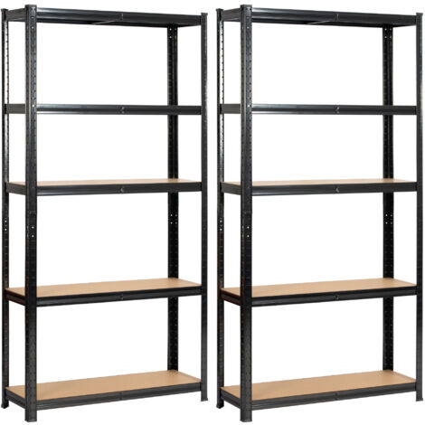 Conjunto de 2 estanterías metálicas modulares Negra 90 cm 90x30x180 cm (1/5)