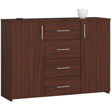 Cómoda AKORD K45 Wenge 110 cm 2 puertas 4 cajones frente en color color Wenge 4 estantes 110x35x80 cm