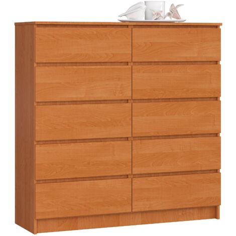 Cómoda AKORD K120 Aliso 120 cm 10 cajones frente en color Aliso 120x40x121 cm