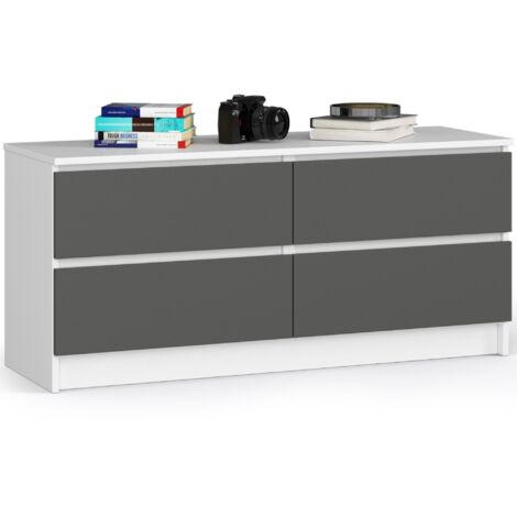Cómoda AKORD K120 Blanco 120 cm 10 cajones frente en color Gris grafito 120x40x121 cm