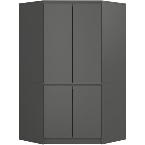 Armario esquinero AKORD S100 Gris Grafito 100 cm con 4 puertas y 6 estantes acabado en Gris Grafito 100x50x180 cm