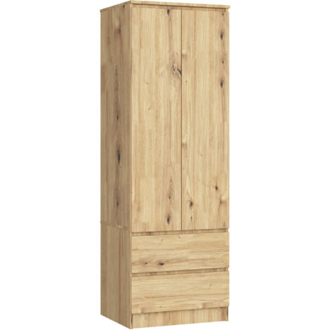 Armario AKORD S60 Roble Artisan 60 cm 2 puertas 2 cajones frente en color Roble Artisan 1 estante 60x51x180 cm
