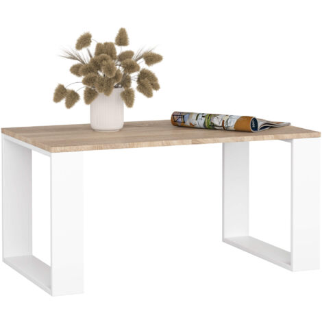 Mesa de centro NOX Roble Sonoma 92 cm con patas en color Blanco 92x53x45 cm
