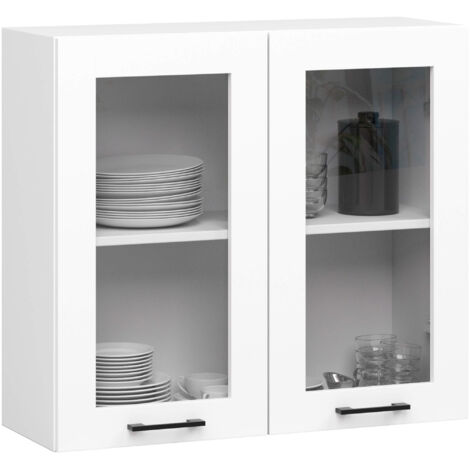 Vitrina de cocina colgante alta AKORD Blanco 80 cm 2 puertas 80x30,5x72 cm