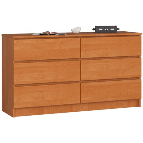 Cómoda AKORD K140 Aliso 138 cm 6 cajones frente en color Aliso 138x40x77 cm (1/5)