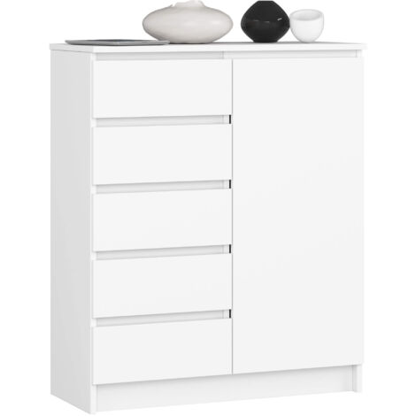 Cómoda AKORD K80 Blanco 80 cm 1 puerta 5 cajones 80x35x97 cm