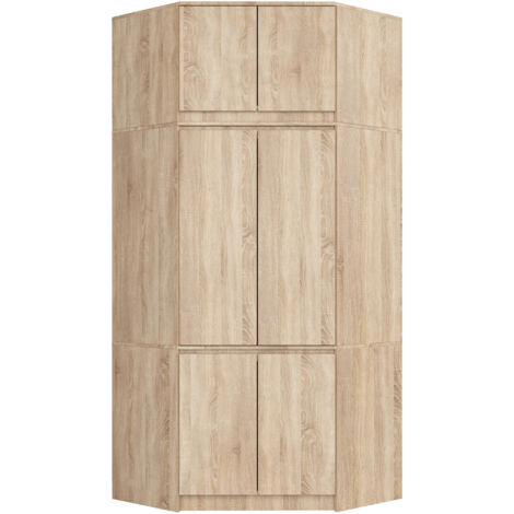 Armario esquinero con altillo AKORD S100 Roble Sonoma 100 cm con 6 puertas y 9 estantes acabado en Roble Sonoma 100x50x234 cm