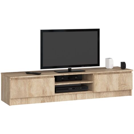 Mueble de TV AKORD Roble Sonoma 160 cm 2 puertas frente en color Roble Sonoma 2 estantes 160x40x33 cm