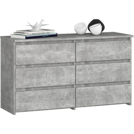 Cómoda AKORD CL100 Gris Hormigón 100 cm 6 cajones frente en color Gris Hormigón 100x35x57 cm