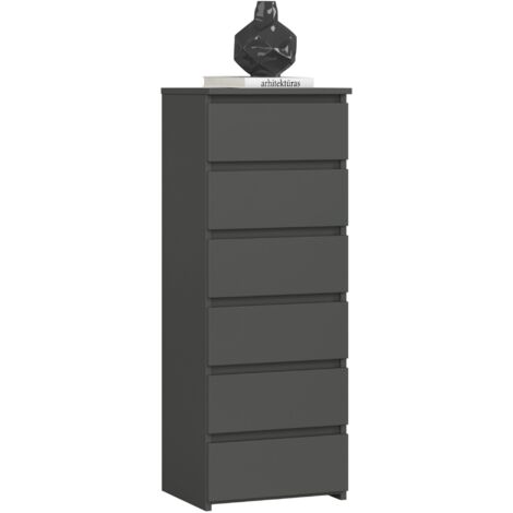 Cómoda AKORD CL6 Grafito Gris 40 cm 6 cajones frente en color Grafito Gris 40x35x109 cm