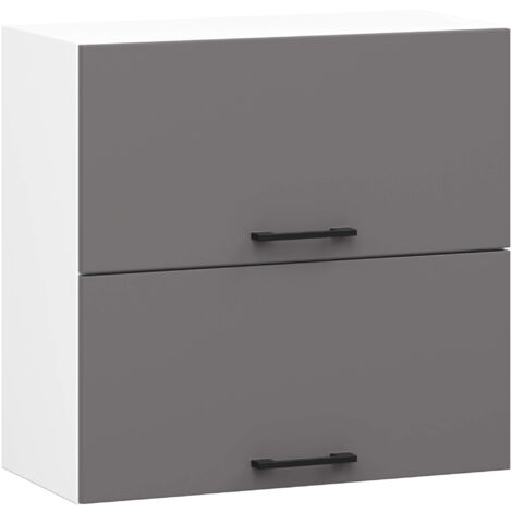 Armario colgante doble de cocina puertas elevables OLIWIA G2 Blanco 60 cm 2 puertas frente en color Gris Grafito 60x30x58 cm (1/5)