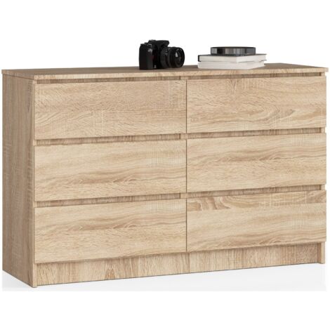 Cómoda AKORD K120 Roble Sonoma 120 cm 6 cajones frente en color Roble Sonoma 120x40x77 cm