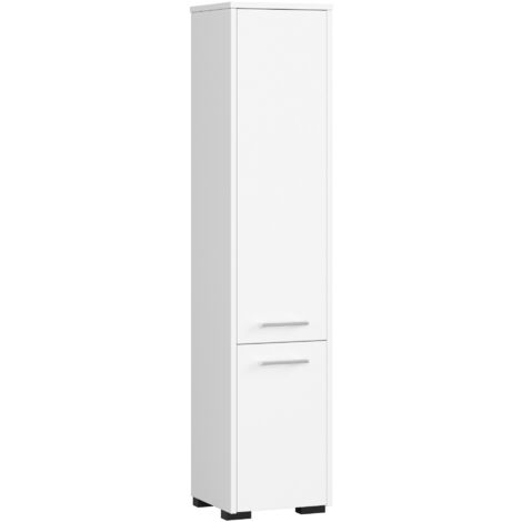 Columna de baño AKORD FIN Blanco 30 cm 2 puertas frente en color Blanco 5 estantes 30x30x140 cm (1/5)