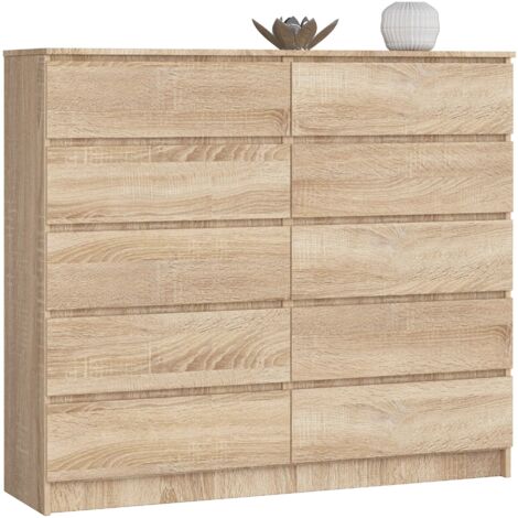 Cómoda AKORD K140 Roble Sonoma 138 cm 10 cajones frente en color Roble Sonoma 138x40x121 cm