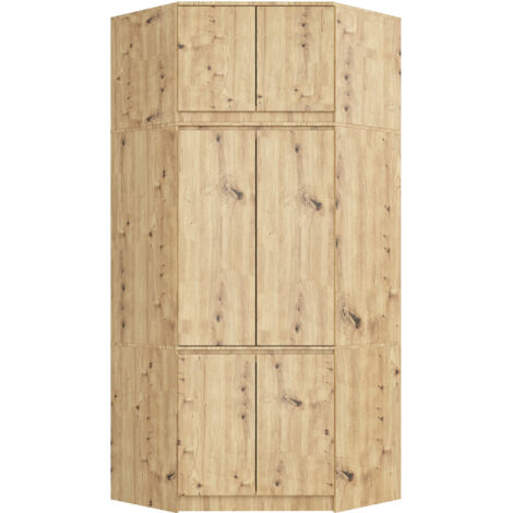 Armario esquinero con altillo AKORD S100 Roble Artisan 100 cm con 6 puertas y 9 estantes acabado en Roble Artisan 100x50x234 cm