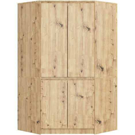 Armario esquinero AKORD S100 Roble Artisan 100 cm con 4 puertas y 6 estantes acabado en Roble Artisan100x50x180 cm