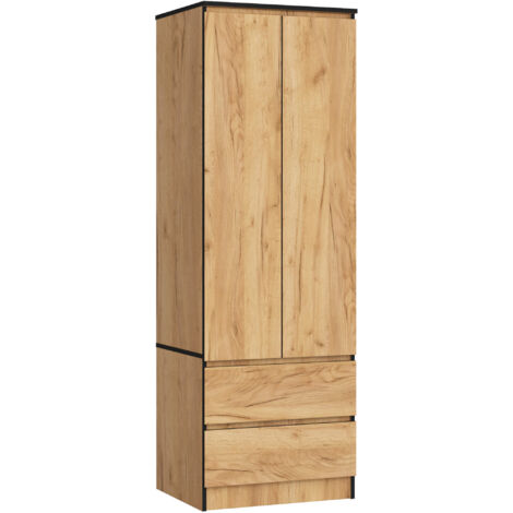 Armario AKORD S60 Roble Craft 60 cm 2 puertas 2 cajones frente en color Roble Craft 1 estante 60x51x180 cm