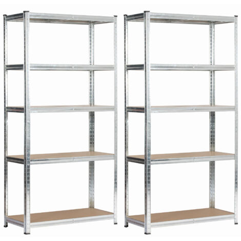 Conjunto de 2 estanterías metálicas modulares de acero galvanizado 90 cm 5 estantes 90x40x180 cm (1/5)
