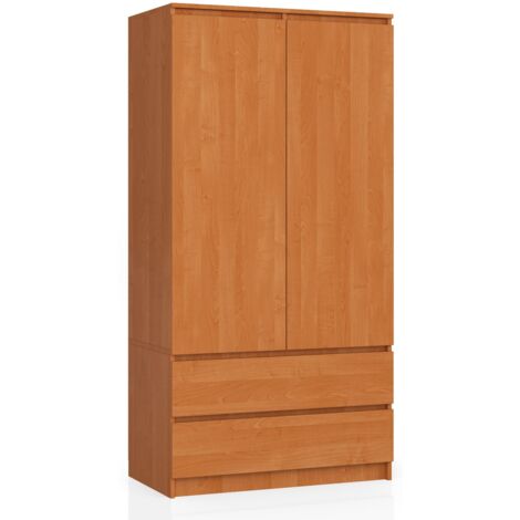 Armario AKORD S90 Aliso 90 cm 2 puertas 2 cajones frente en color Aliso 4 estantes 90x51x180 cm