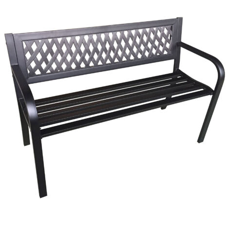 Banco de jardín negro KALIA con patas de acero de 122 cm de ancho